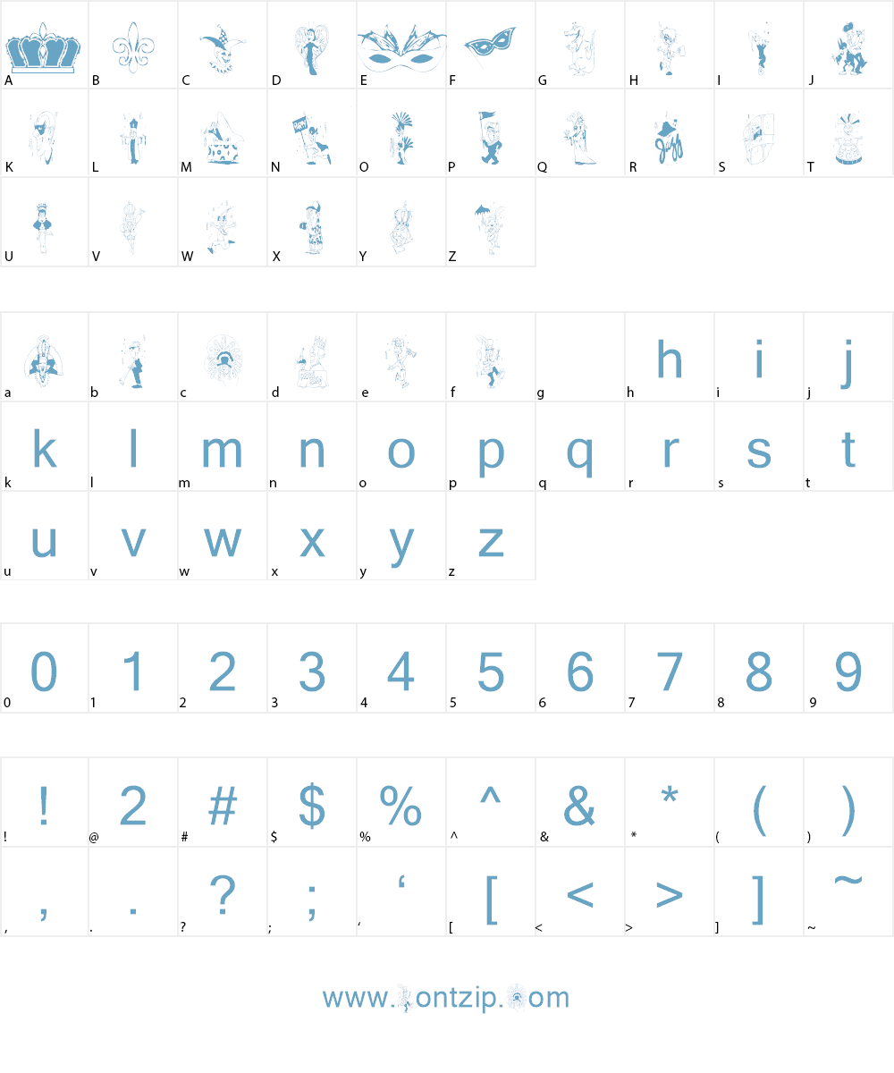 KR Mardi Gras Font Character